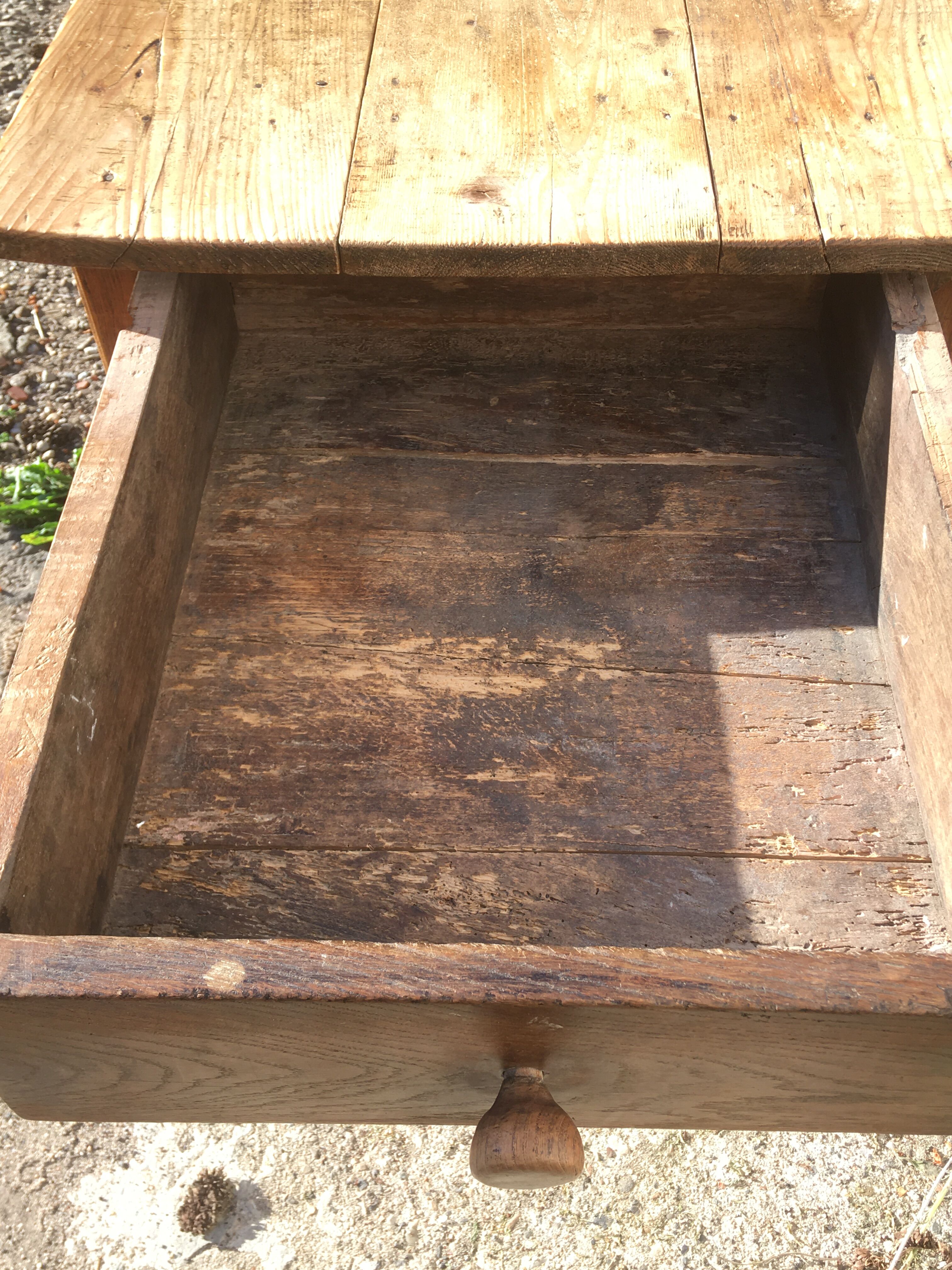 Farm table in fir 150 cm 2 drawers