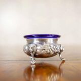 Mid-20th Century Dish Set in Silver Plated with Blue Accents, 1940s, Set of 3