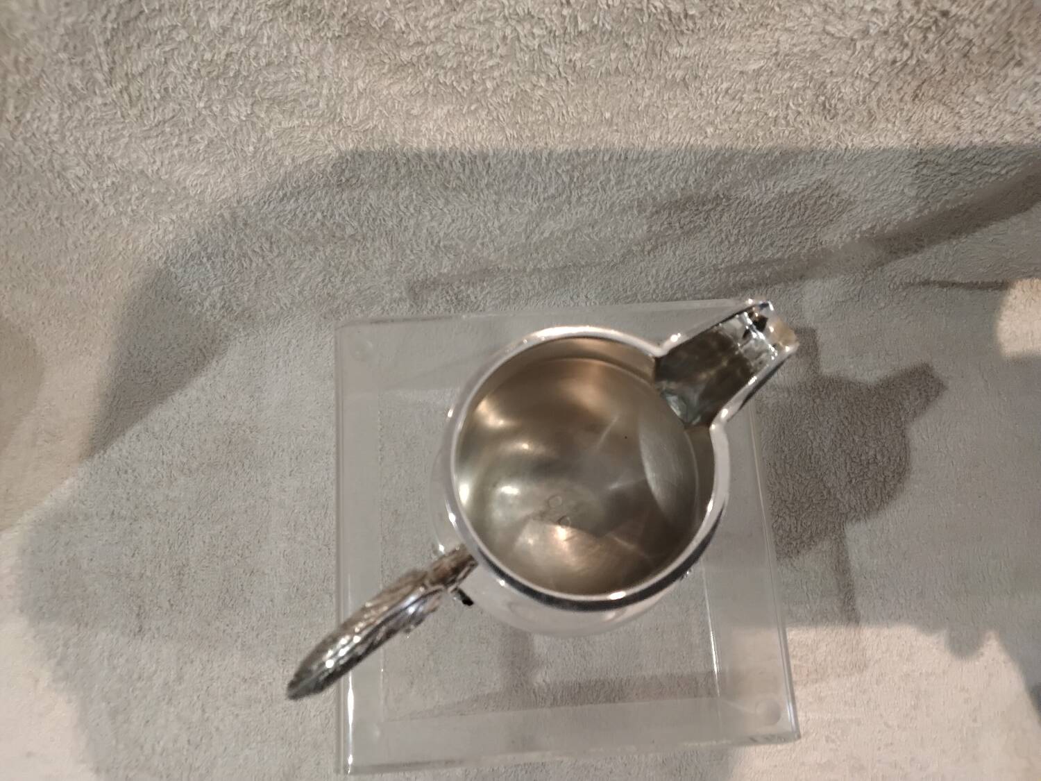 Silver-plated metal milk jug/creamer by Christofle Marly, rocaille style