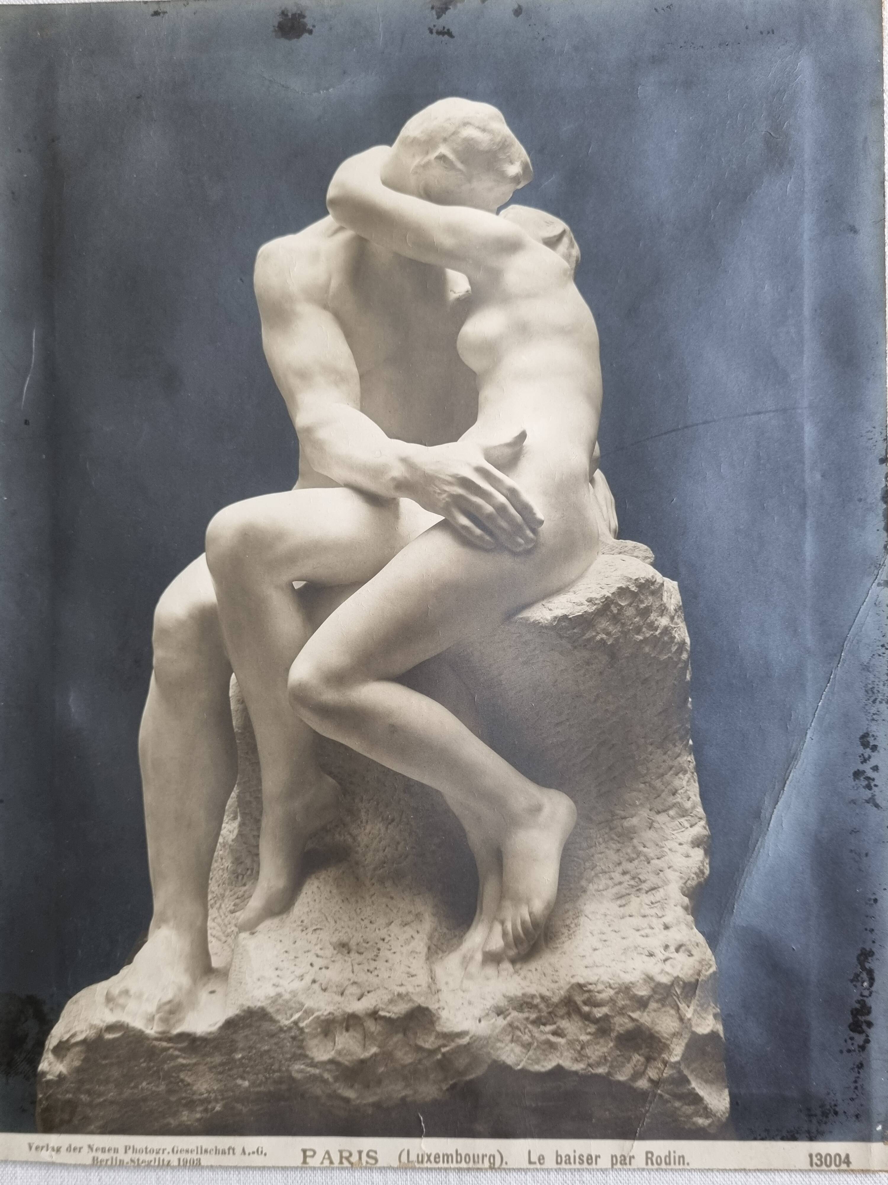 Old silver print, "Rodin's Kiss", 1903, 18 x 24 cm