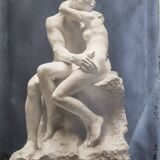 Tirage argentique ancien, "Le baiser de Rodin", 1903, 18 x 24 cm