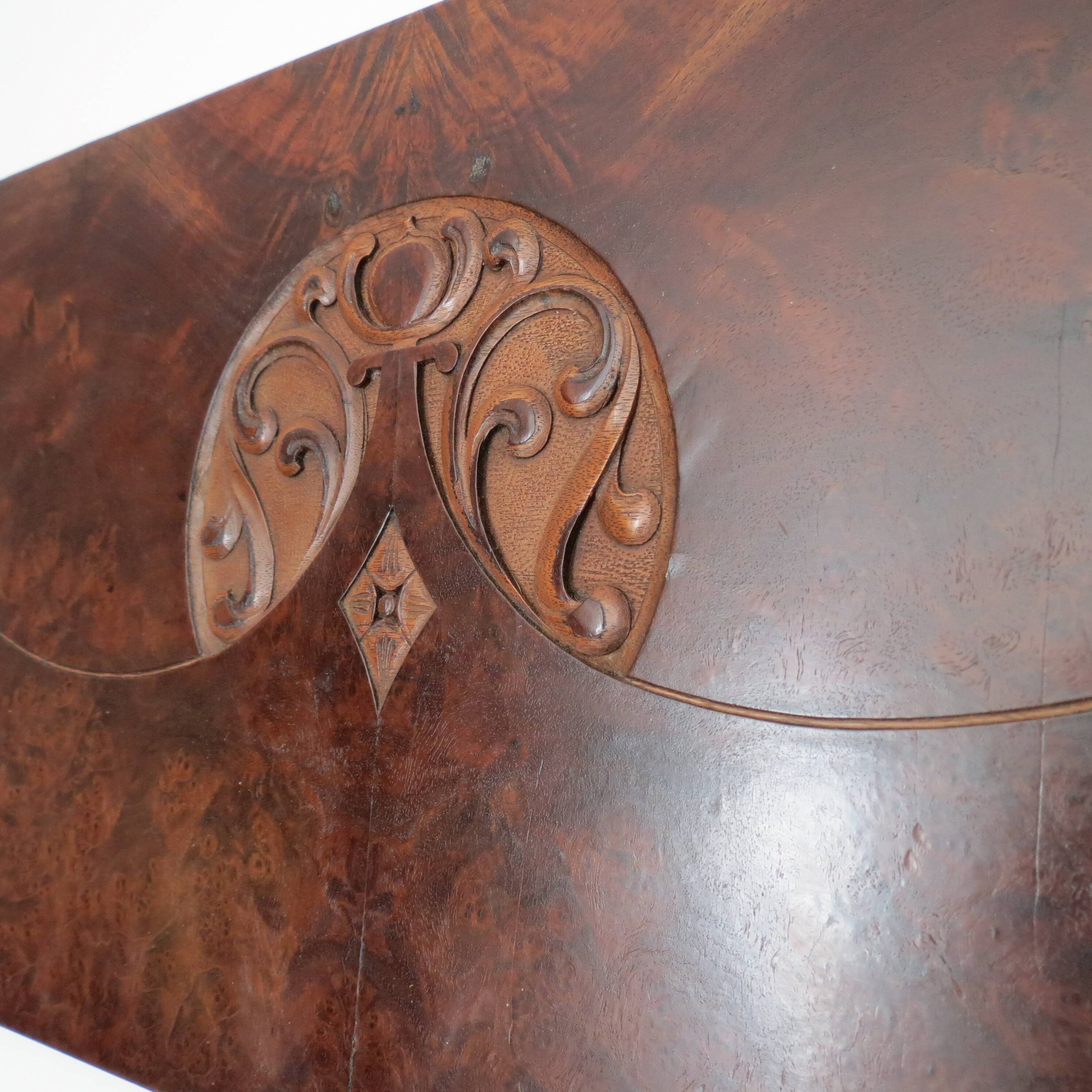 Art Nouveau Secessionist Carved Burr Walnut Wood Wall Hanging 1900