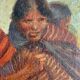 Huile sur toile " Portrait de jeune femme Sud Américaine et son enfant"