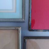 Set of 4 Danish photo frames 40s or 50s in curved glass