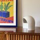 Organic white ceramic table lamp, Italy 1970