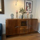 Art deco walnut grand buffet with display cabinet.