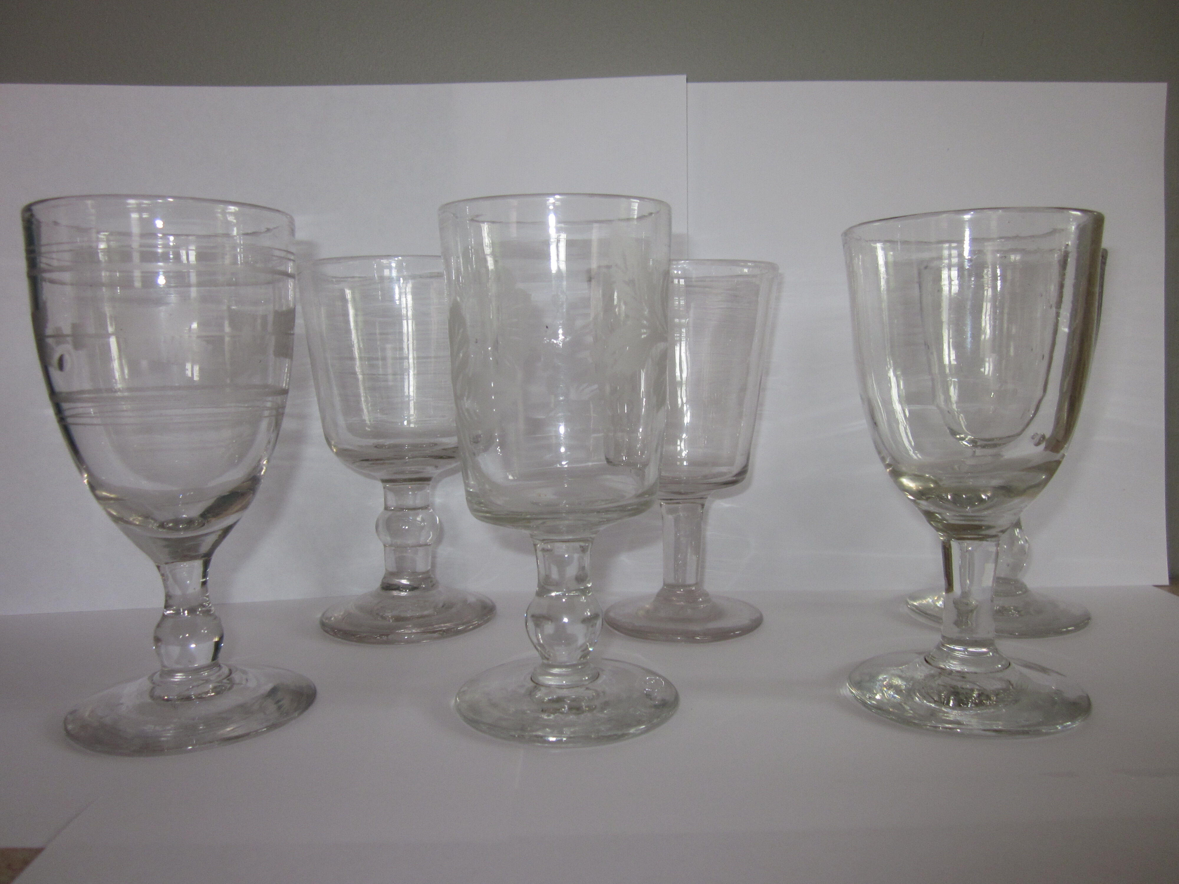 6 old bistro glasses from 1900-1920
