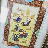 Persian miniature in frame with marquetry