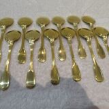 12 gold metal ice cream scoops with net decoration 14.6cm