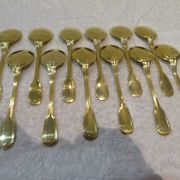 12 gold metal ice cream scoops with net decoration 14.6cm