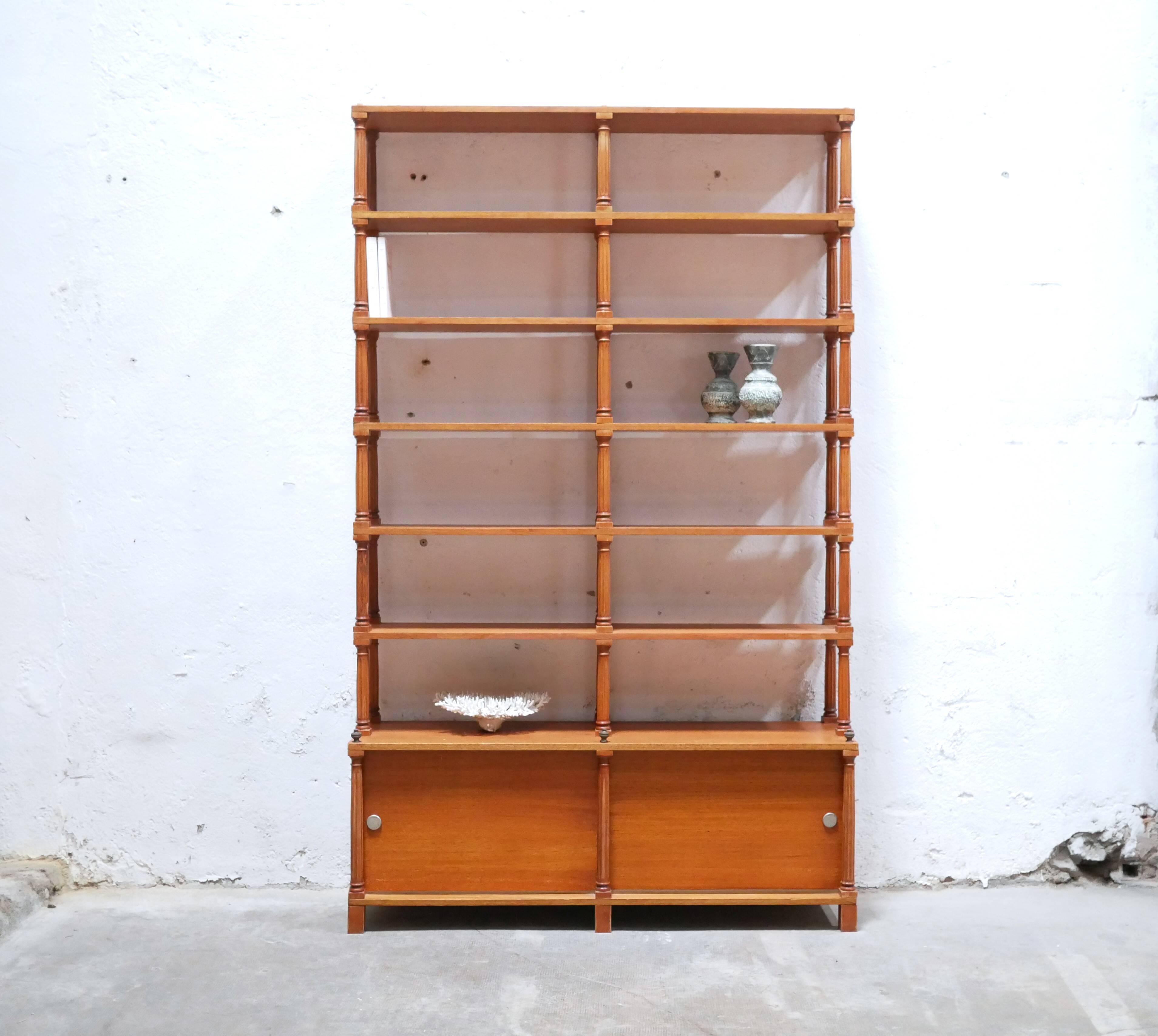 Vintage wooden bookshelf library