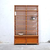 Vintage wooden bookshelf library