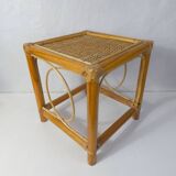 Vintage rattan sofa side table