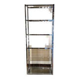 Designer shelf in chrome metal and smoked glass vintage 1970