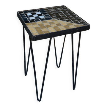 Iron and mosaic side table/plant stand