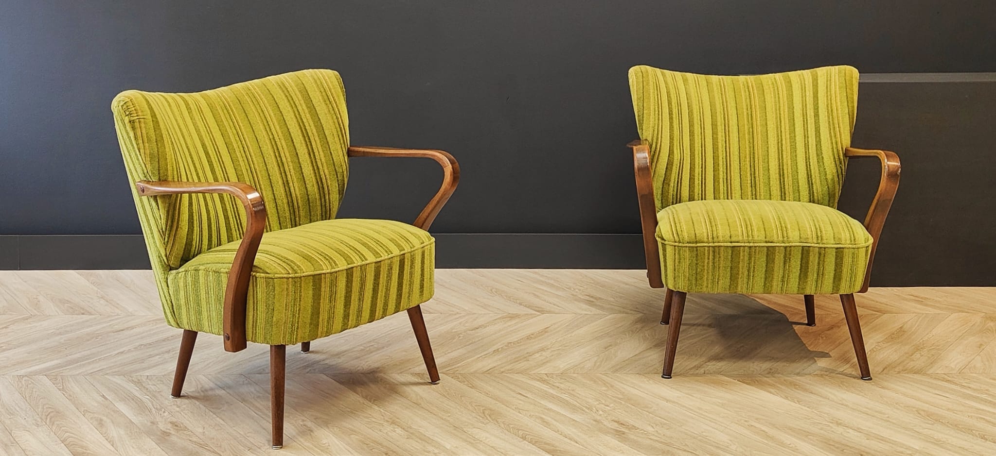 Two mid century cocktail chairs, vintage