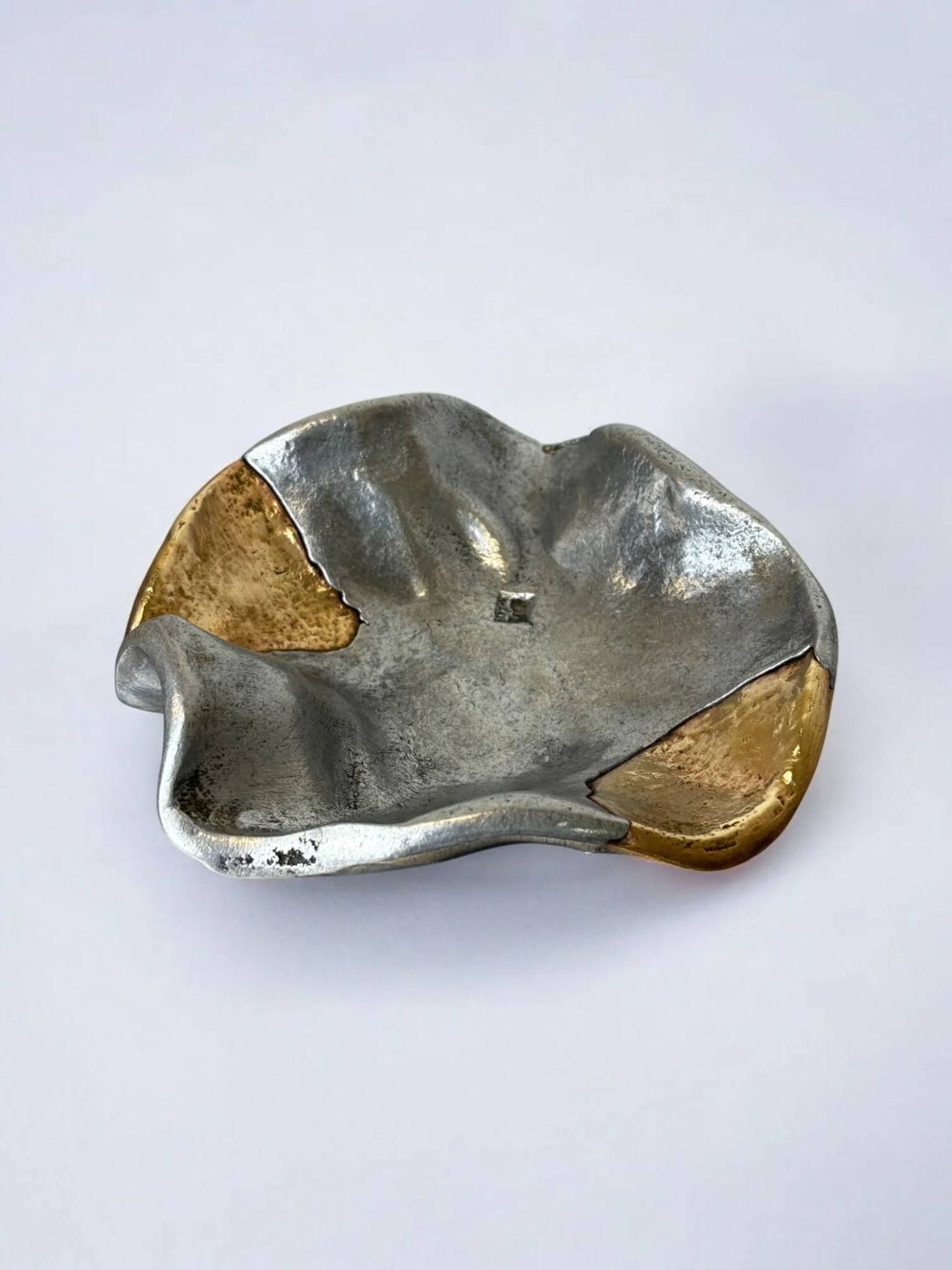 Brutalist tray by Art3, in brass, Spain 1980s