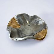 Brutalist tray by Art3, in brass, Spain 1980s