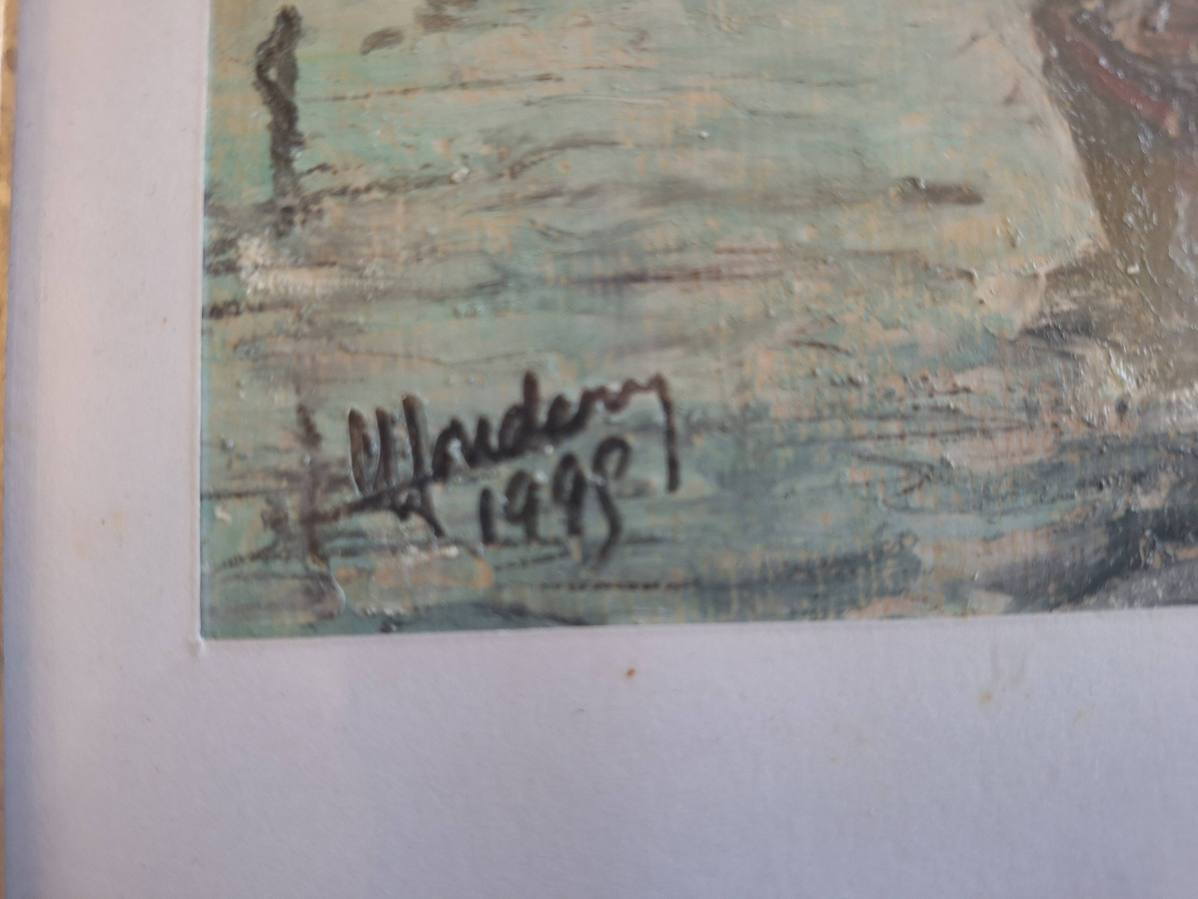 Painting signed on paper framed under glass