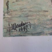 Painting signed on paper framed under glass