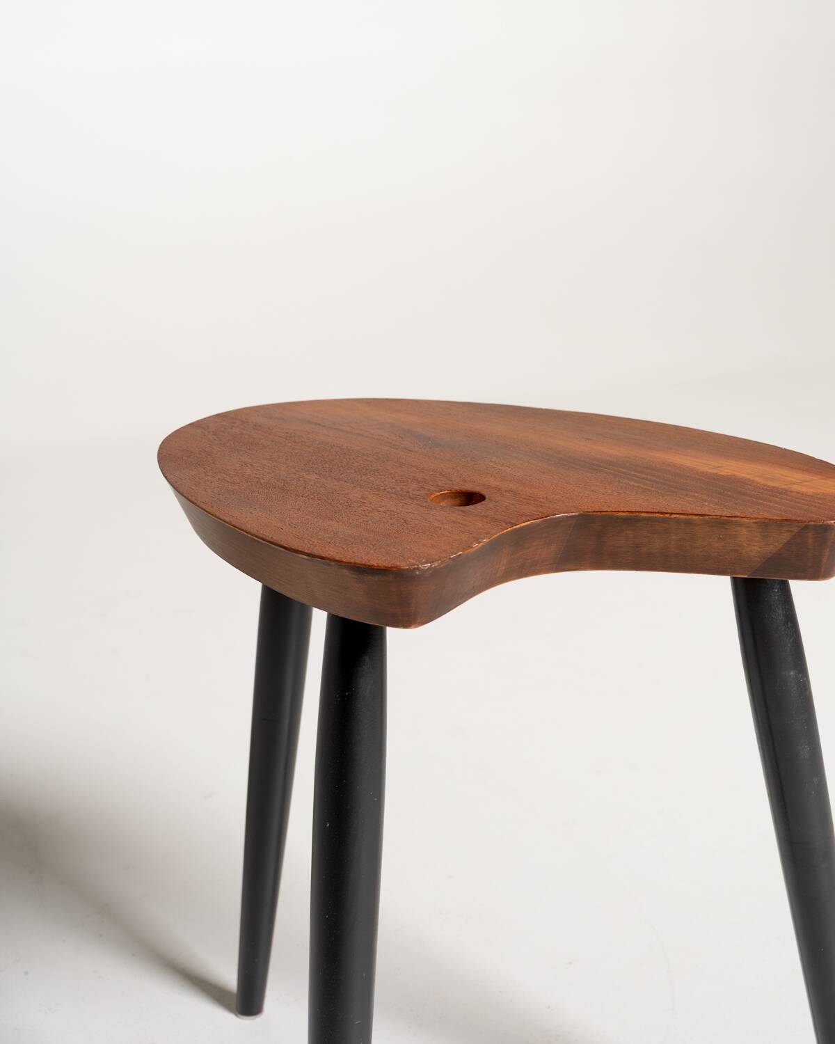 Palette-Shaped Teak Stool, Scandinavia, 1950s