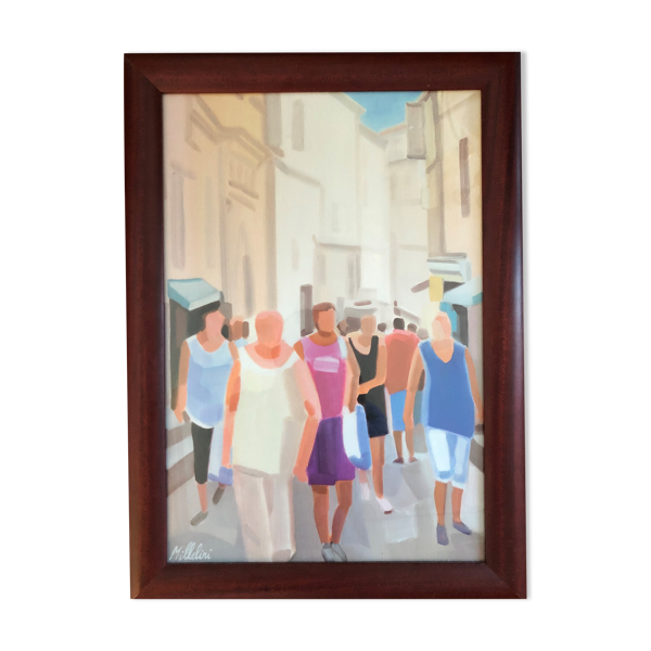 Lithographie : rue animée de JP Milleliri