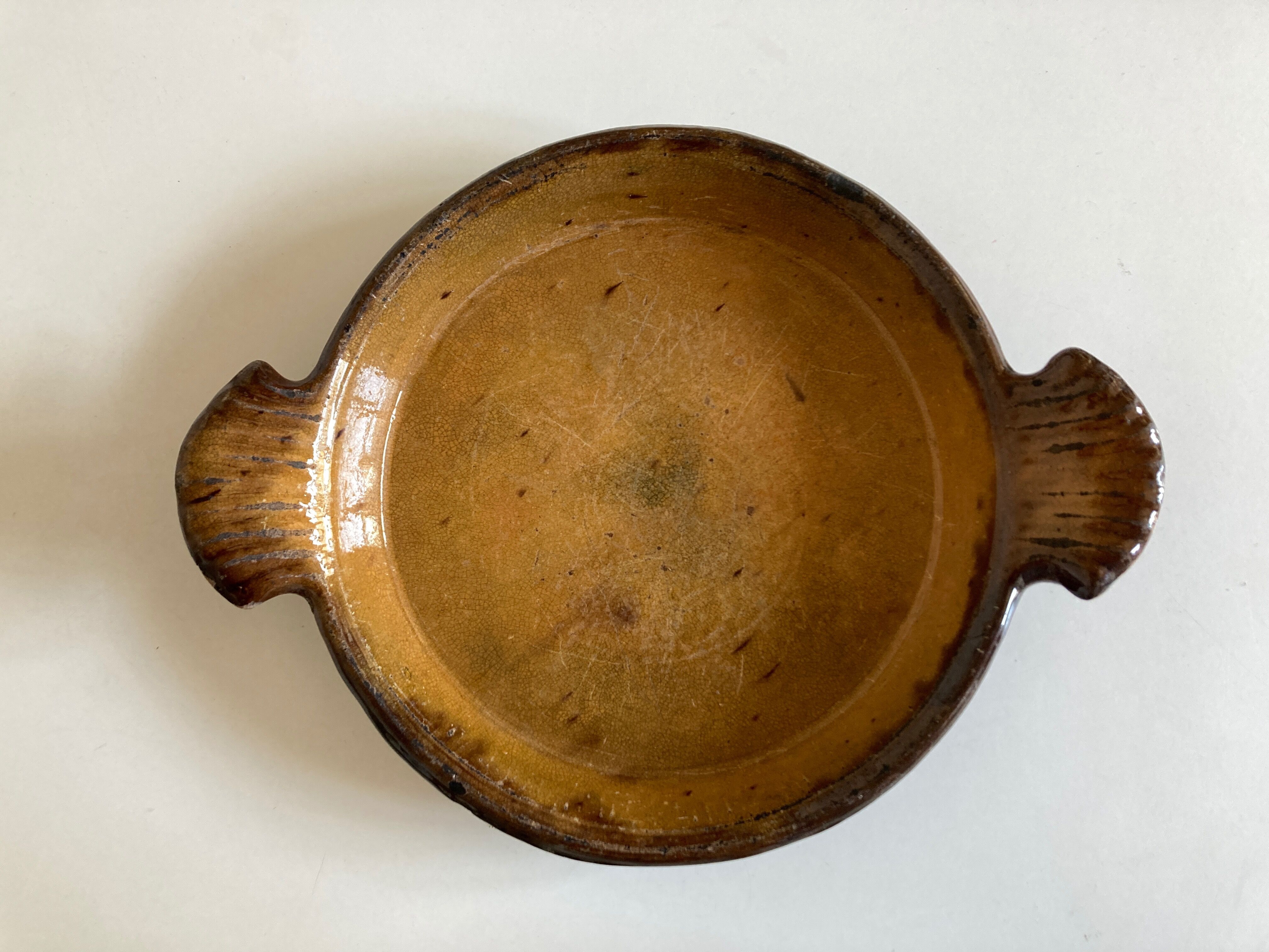 Country dish in glazed terracotta folk art early 20th