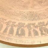 Round vintage brutalist coffee table by VAD Trævarefabrik with copper top