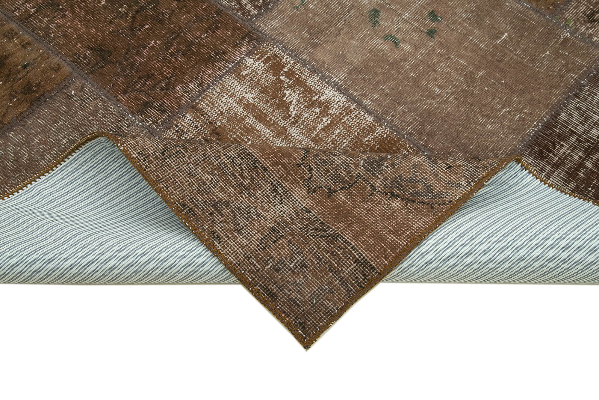 Hand-knotted oriental vintage 171 cm x 241 cm brown patchwork carpet