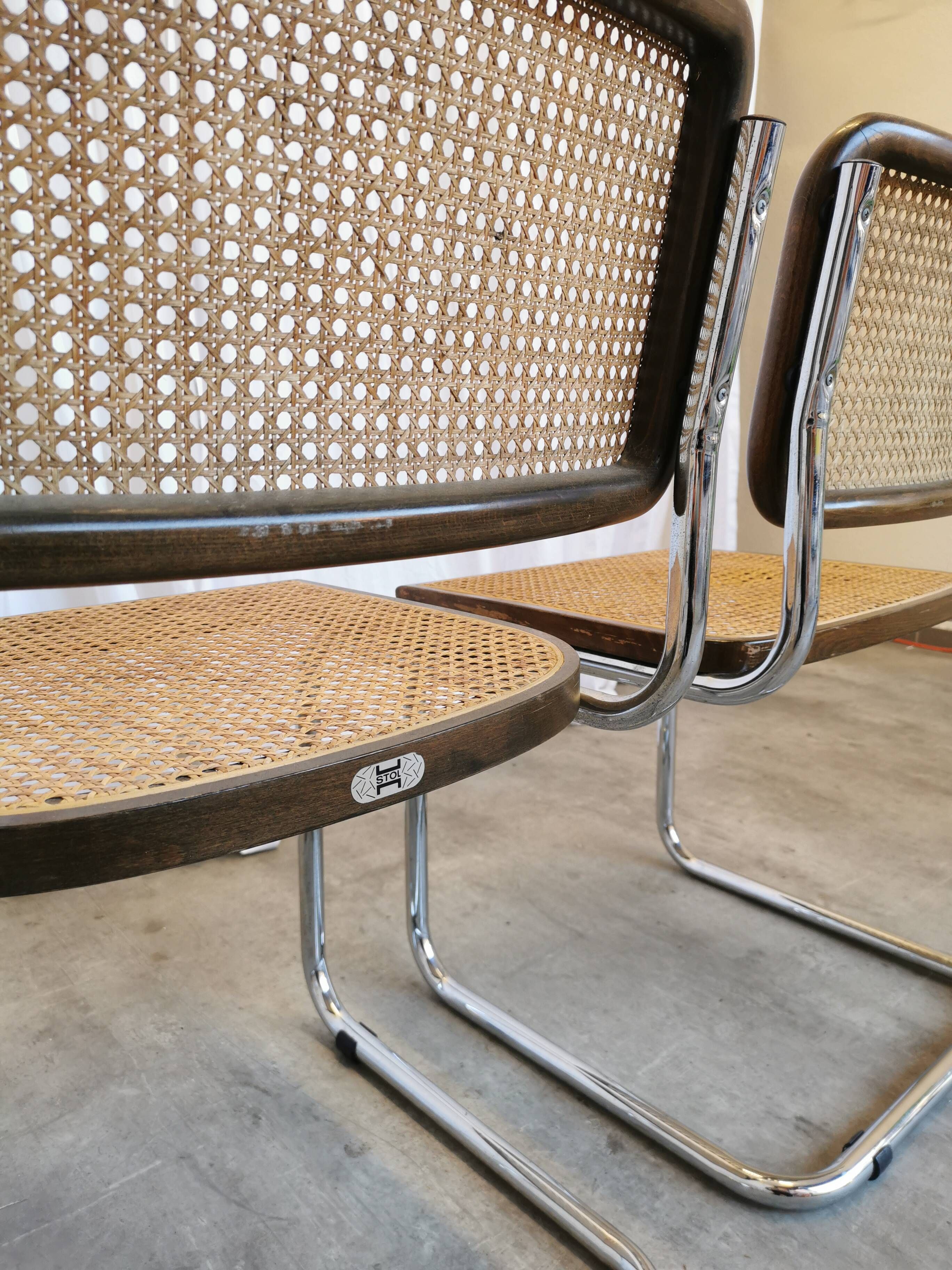 Set of 2 Vintage Cesca Cane Chair: 1970s Italian Mid-Century Modern Dining