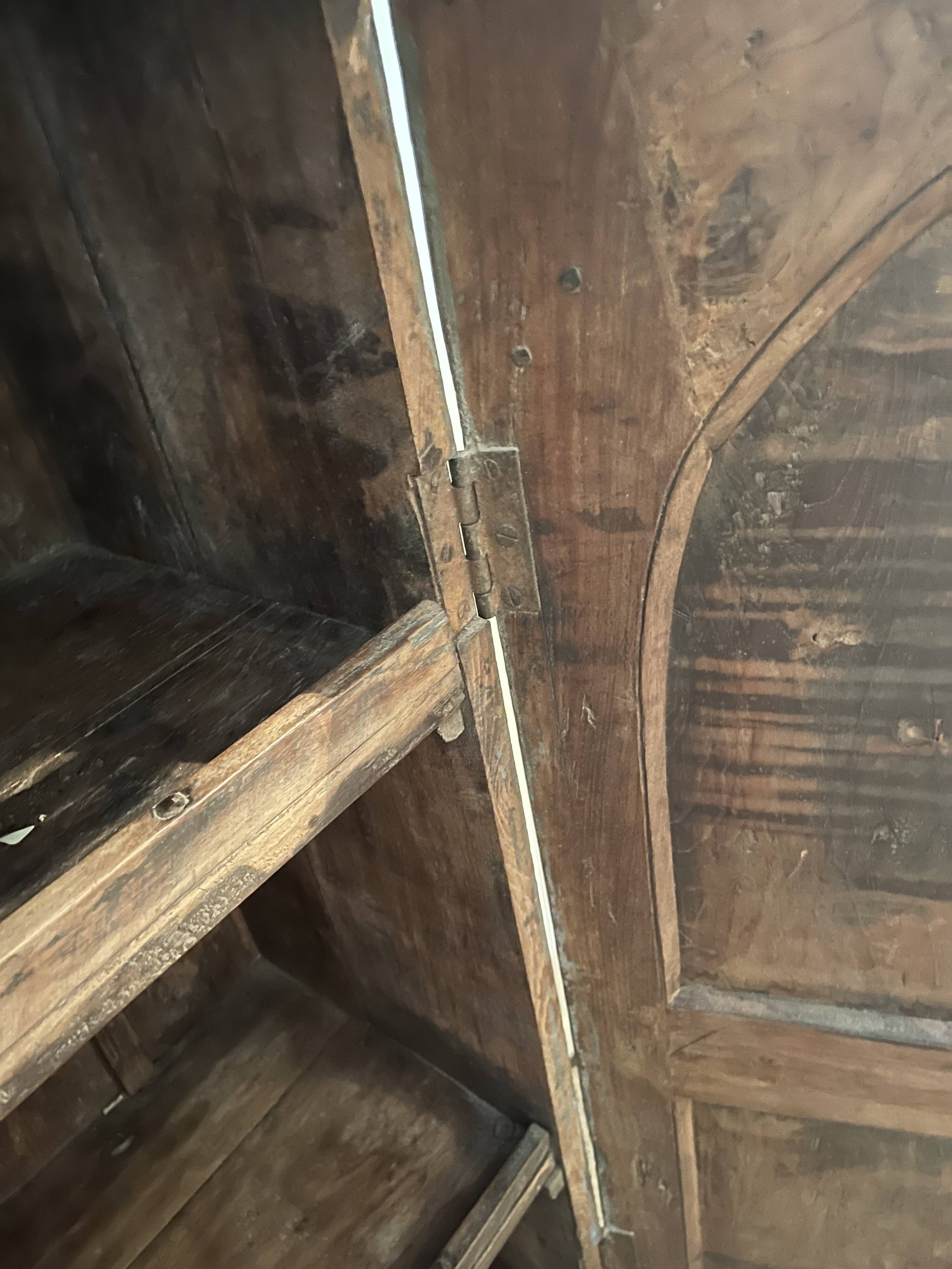 Antique fabric wardrobe from Rajasthan - solid teak