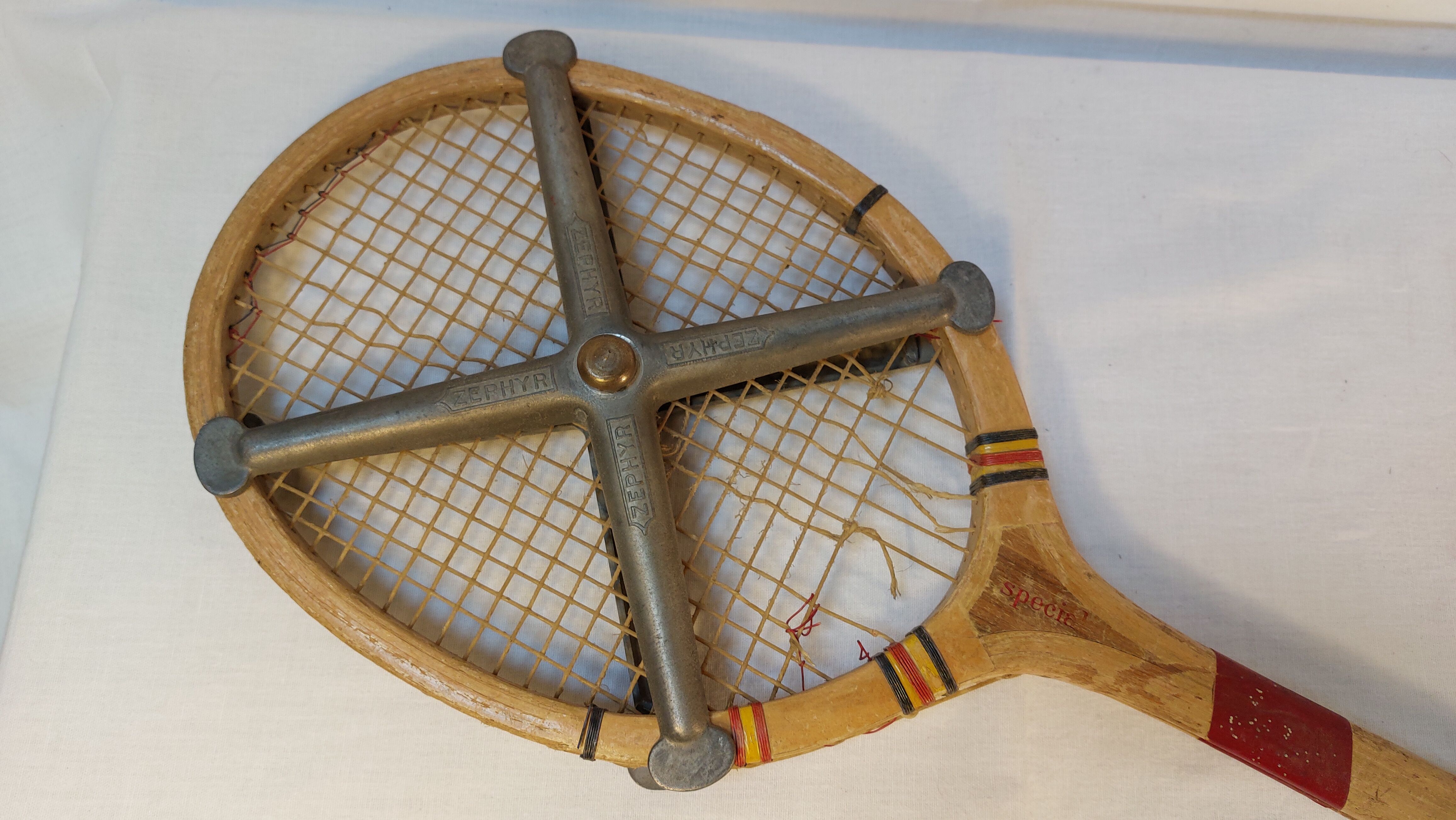 Old wooden tennis racket doria special