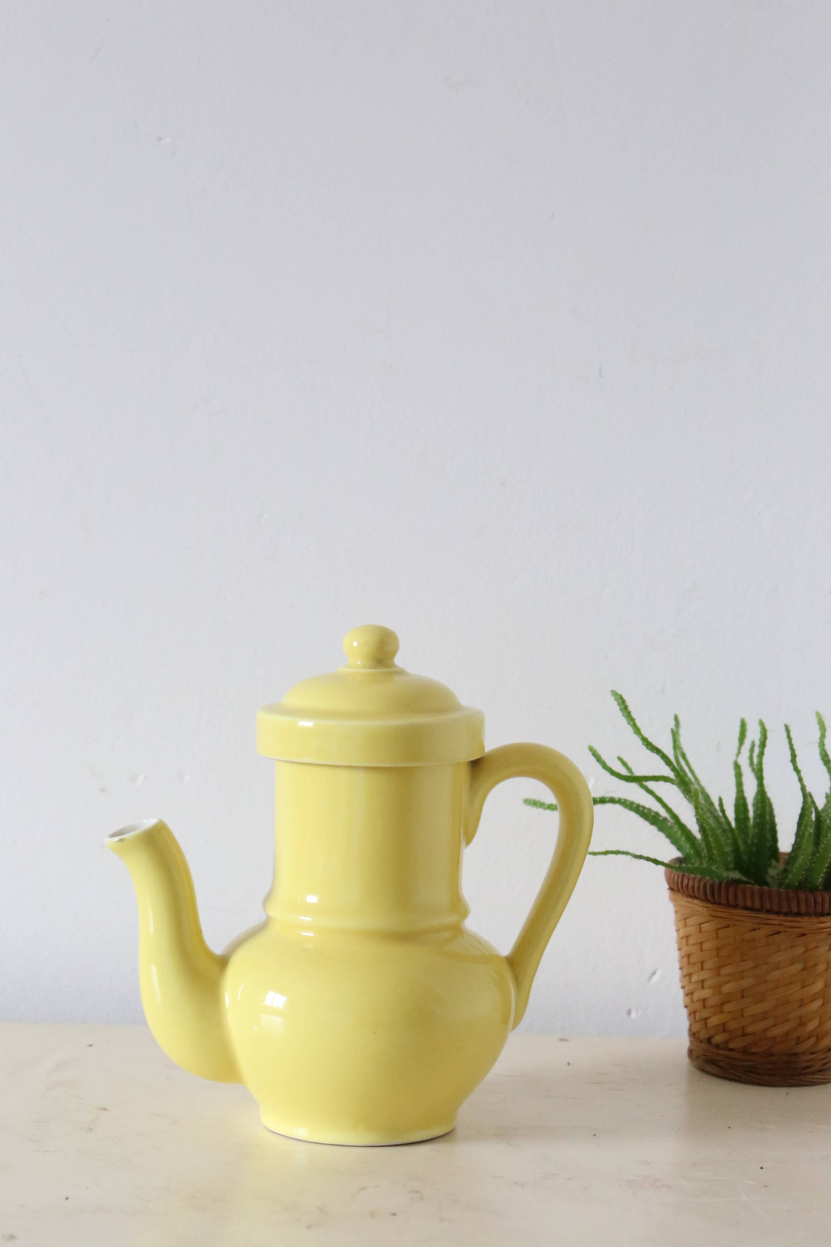 Yellow, france, vintage teapot