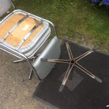 Vintage swivel chairs with chrome tubular base and silver skaï brand unic desing.