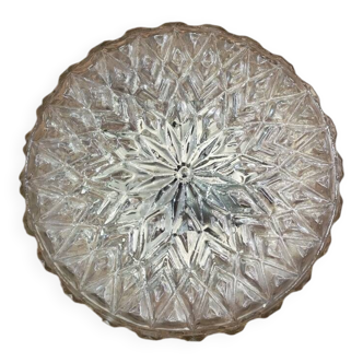 Brutalist ceiling light in pressed glass, Poland 1970.