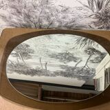 Vintage Luigi Fontana oval mirror smoked glass from the 70s
