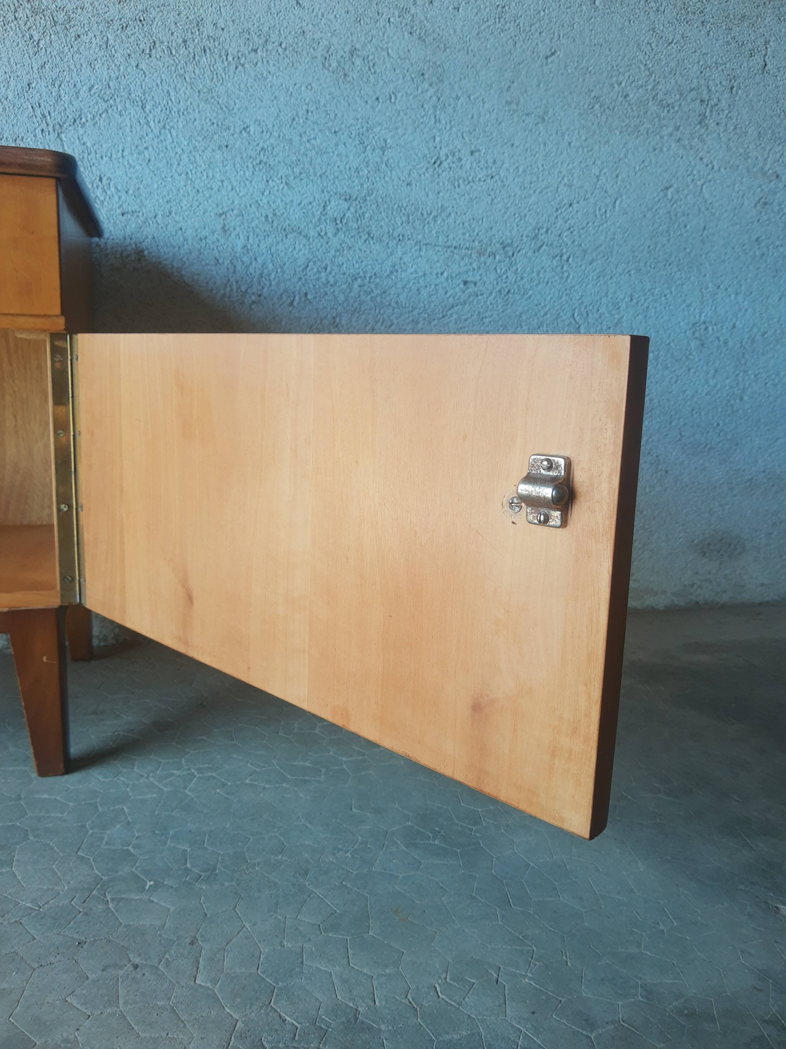Vintage 70s light wood bedside table