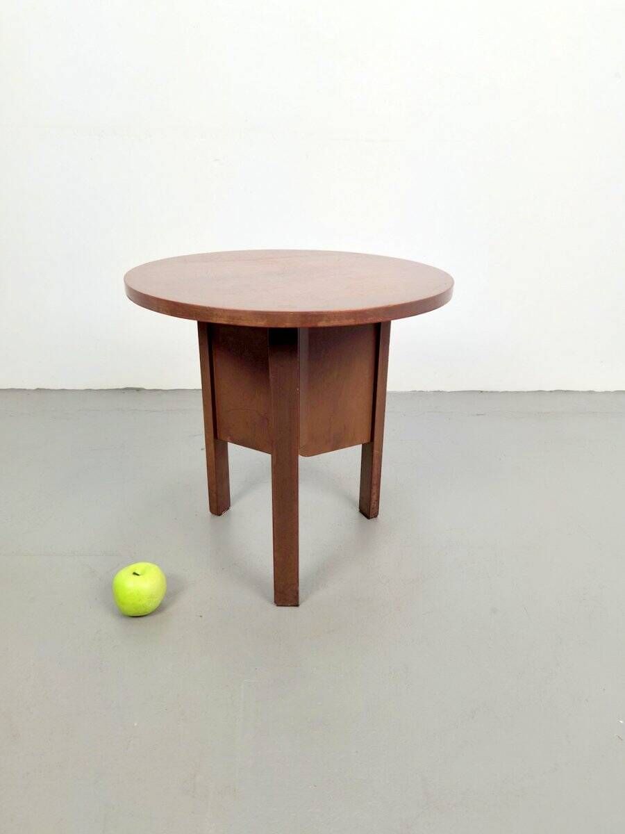 Dutch Art Deco Modernist Round Oak Side Table, 1930s