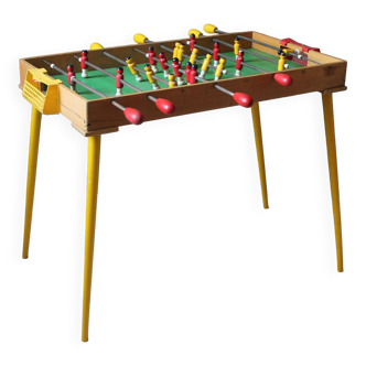 Ancien jeu baby foot de table pliable joueur en bois vintage années 50
