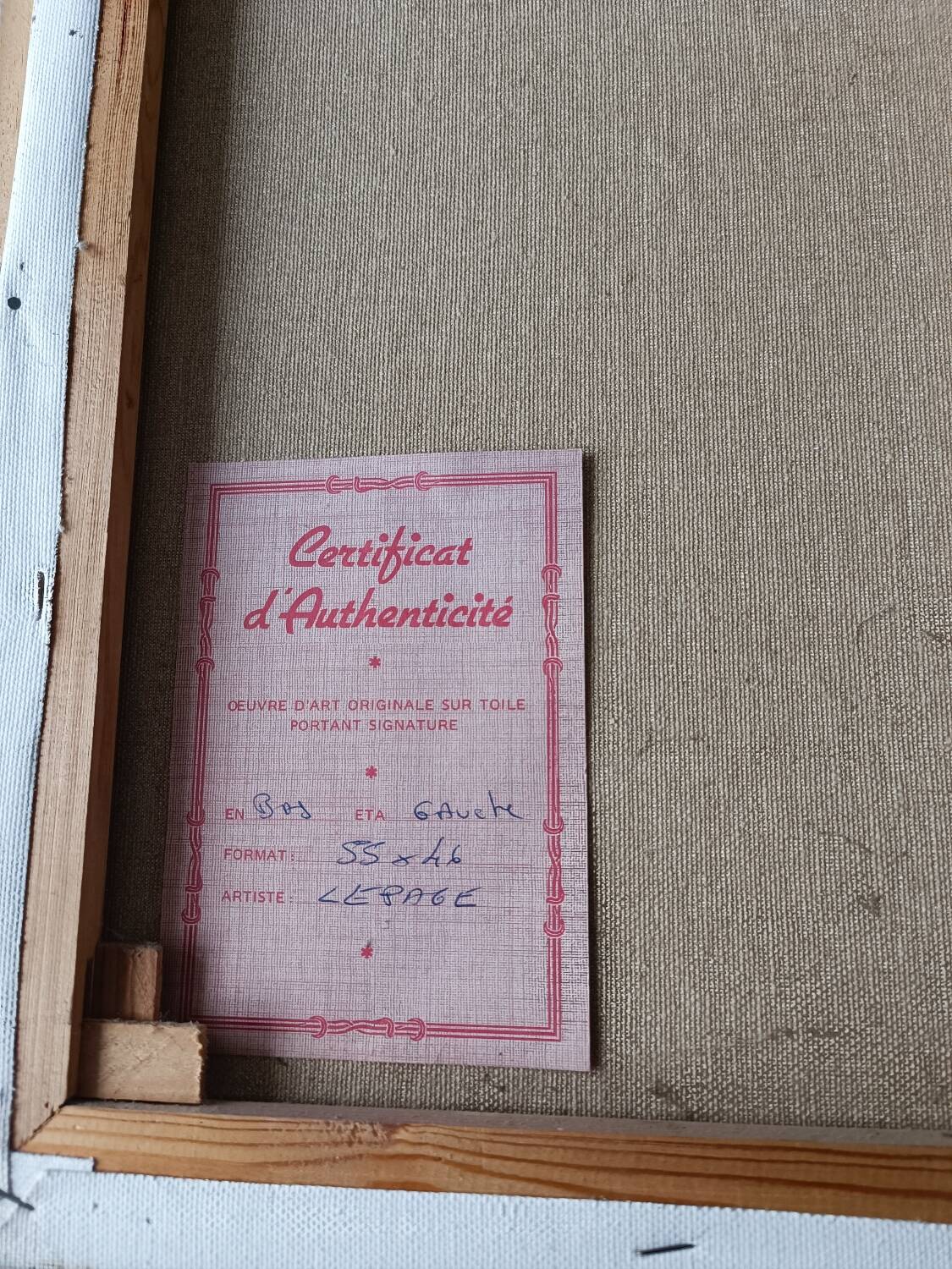 Tableau huile sur toile signé LEPAGE