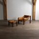 Fauteuil Amazonas avec repose-pieds en cuir cognac par Jean Gillon Brésil
