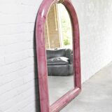 Pink Lacquered Goatskin Mirror by Karl Springer, 1970s