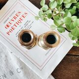 Duo of small brass candle holders