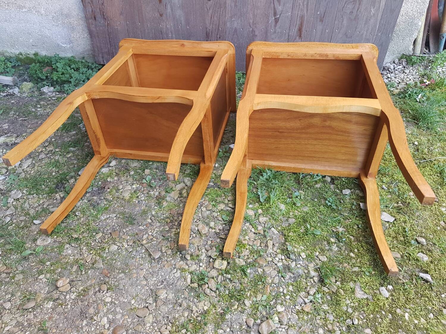 Pair of bedside nightstands with vintage wooden case
