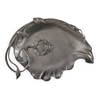 Belgian Art Nouveau pocket tray in pewter