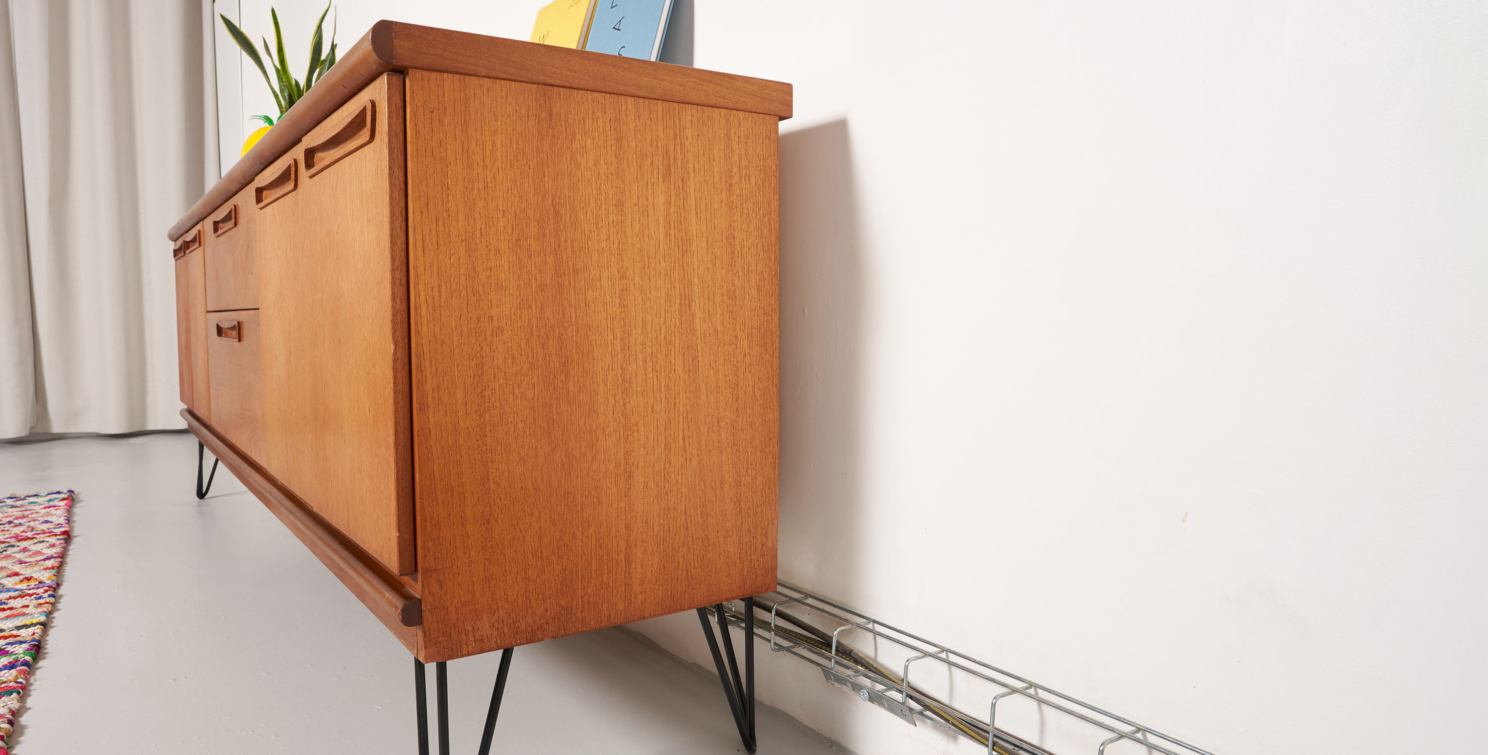 Sideboard feet metal vintage, Scandinavian style, 200cm