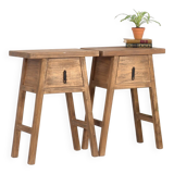 Solid wood bedside table set. Set of 2 pieces.