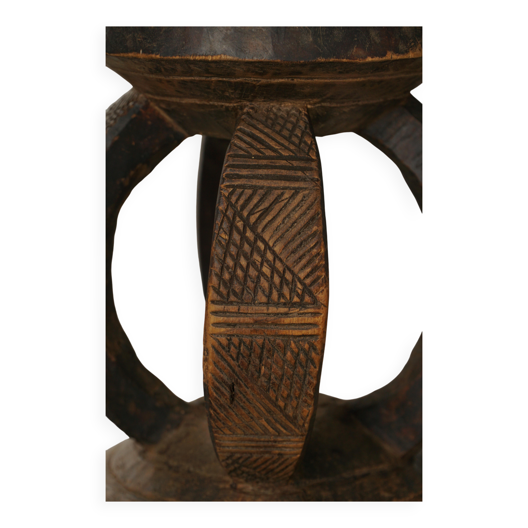 African Dogon stool from the mid-20th century, hand-carved in wood, Wabi-Sabi style.