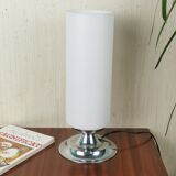 Chrome and opaline lamp