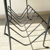 Table d'appoint range vinyles vintage métal marbre